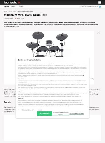 Bonedo.de Millenium MPS-150 E-Drum Bonedo.de Millenium MPS-150 E-Drum