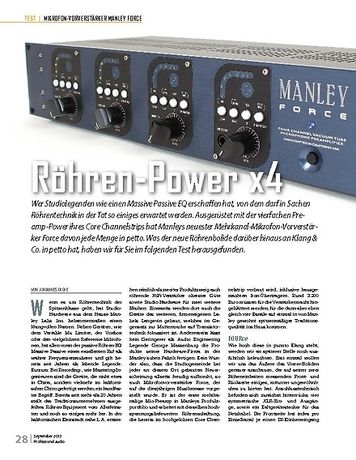Professional Audio MANLEY FORCE Professional Audio MANLEY FORCE