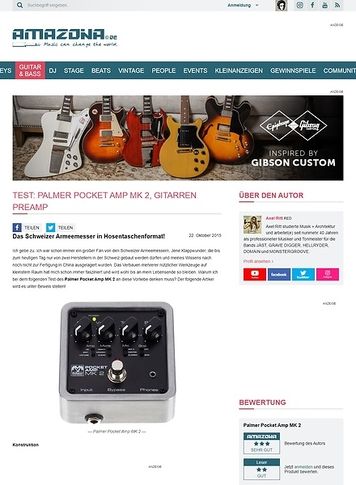 Amazona.de Test: Palmer Pocket Amp MK 2, Gitarren Preamp Amazona.de Test: Palmer Pocket Amp MK 2, Gitarren Preamp