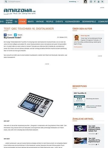 Amazona.de Test: QSC TouchMix-16, Digitalmixer Amazona.de Test: QSC TouchMix-16, Digitalmixer