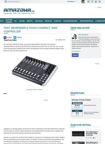 Amazona.de Test: Behringer X-Touch Compact, DAW-Controller Amazona.de Test: Behringer X-Touch Compact, DAW-Controller