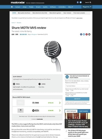 MusicRadar.com Shure MOTIV MV5 MusicRadar.com Shure MOTIV MV5