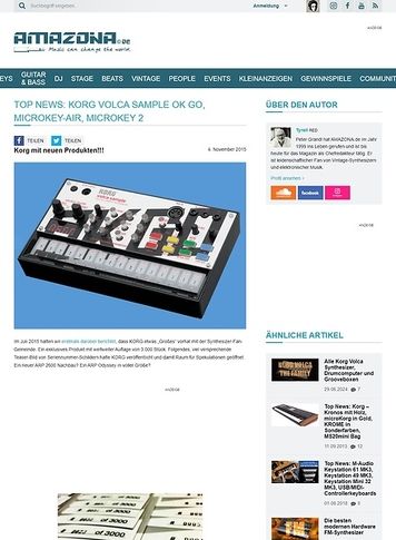 Amazona.de TOP NEWS: Korg Volca Sample OK Go, microKEY-Air, microKey 2 Amazona.de TOP NEWS: Korg Volca Sample OK Go, microKEY-Air, microKey 2