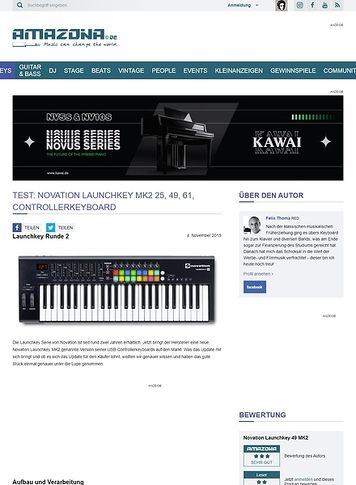 Amazona.de Test: Novation Launchkey MK2 25, 49, 61, Controllerkeyboard Amazona.de Test: Novation Launchkey MK2 25, 49, 61, Controllerkeyboard