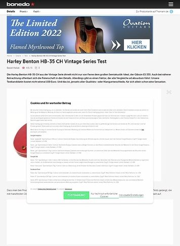 Bonedo.de Harley Benton HB-35 CH Vintage Series Bonedo.de Harley Benton HB-35 CH Vintage Series