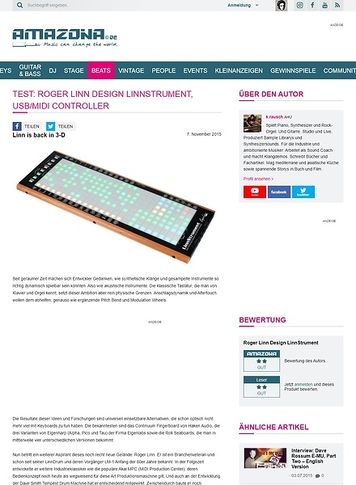 Amazona.de Test: Roger Linn Design LinnStrument, USB/MIDI Controller Amazona.de Test: Roger Linn Design LinnStrument, USB/MIDI Controller
