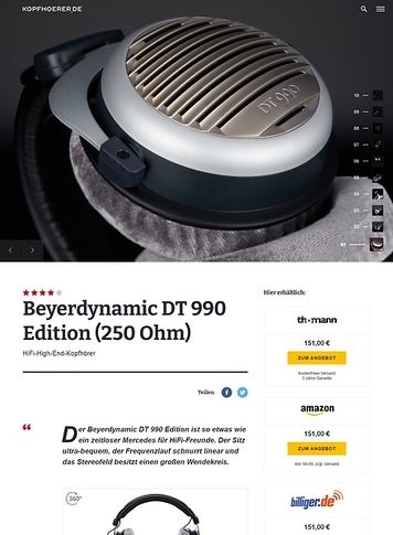 Kopfhoerer.de Beyerdynamic DT-990 Edition 250 Ohm Kopfhoerer.de Beyerdynamic DT-990 Edition 250 Ohm