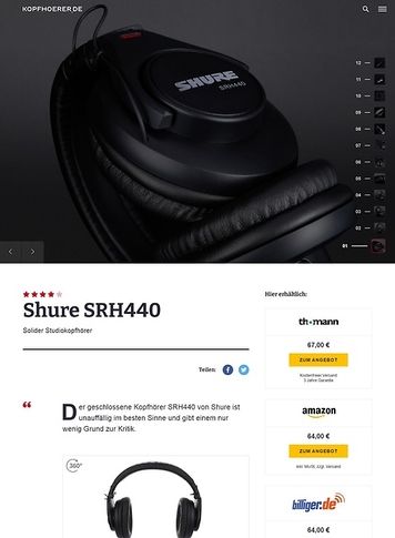 Kopfhoerer.de Shure SRH440 Kopfhoerer.de Shure SRH440