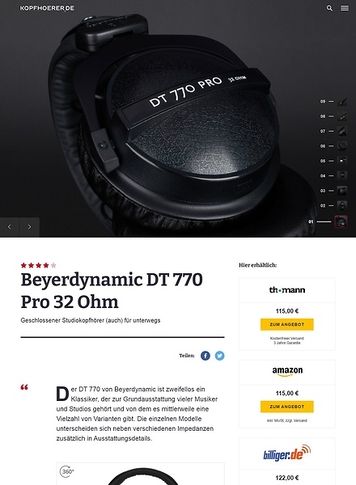 Kopfhoerer.de Beyerdynamic DT-770 Pro 32 Ohm Kopfhoerer.de Beyerdynamic DT-770 Pro 32 Ohm