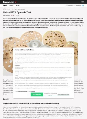 Bonedo.de Paiste PSTX Cymbals Bonedo.de Paiste PSTX Cymbals