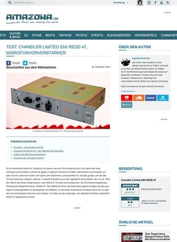 Amazona.de Test: Chandler Limited EMI REDD 47, Mikrofonvorverstärker Amazona.de Test: Chandler Limited EMI REDD 47, Mikrofonvorverstärker