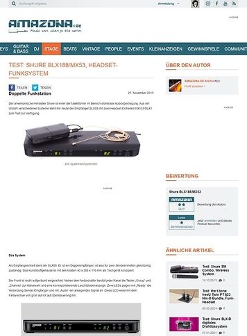 Amazona.de Test: Shure BLX188/MX53, Headset-Funksystem Amazona.de Test: Shure BLX188/MX53, Headset-Funksystem