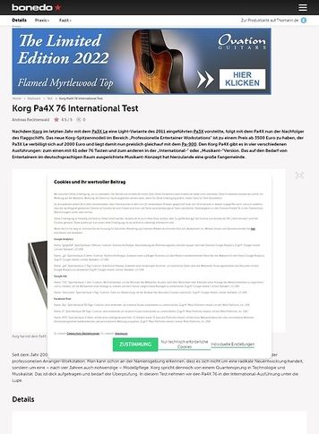 Bonedo.de Korg Pa4X 76 International Bonedo.de Korg Pa4X 76 International