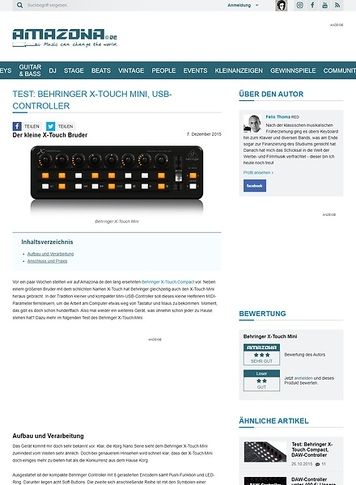 Amazona.de Test: Behringer X-Touch Mini, USB-Controller Amazona.de Test: Behringer X-Touch Mini, USB-Controller