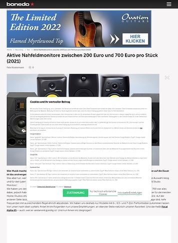 Bonedo.de Aktive Nahfeldmonitore zwischen 200 Euro und 700 Euro pro Stück Bonedo.de Aktive Nahfeldmonitore zwischen 200 Euro und 700 Euro pro Stück