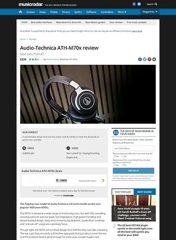 MusicRadar.com Audio-Technica ATH-M70x MusicRadar.com Audio-Technica ATH-M70x