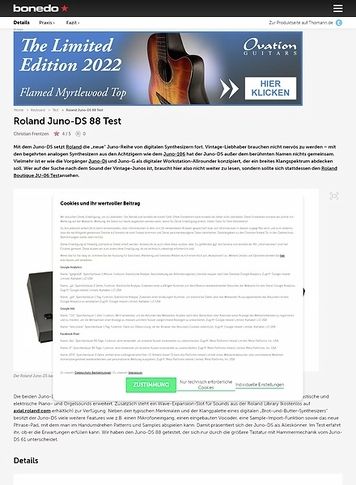 Bonedo.de Roland Juno-DS 88 Bonedo.de Roland Juno-DS 88