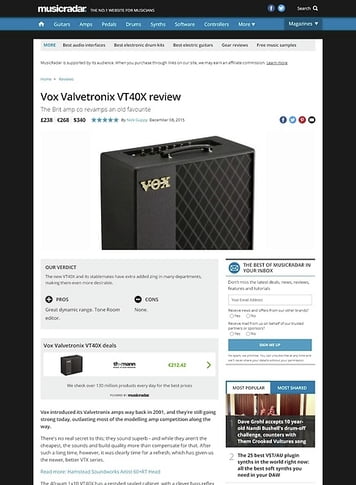 MusicRadar.com Vox Valvetronix VT40X MusicRadar.com Vox Valvetronix VT40X