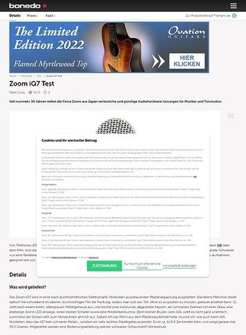 Bonedo.de Zoom iQ7 Bonedo.de Zoom iQ7