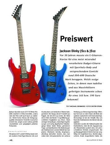 Gitarre & Bass Jackson Dinky JS11 & JS12 Gitarre & Bass Jackson Dinky JS11 & JS12