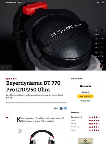 Kopfhoerer.de Beyerdynamic DT-770 Pro LTD/250 Kopfhoerer.de Beyerdynamic DT-770 Pro LTD/250