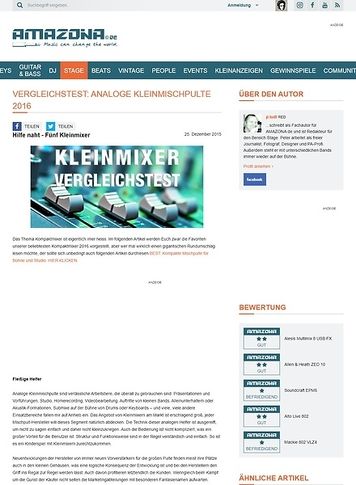 Amazona.de Vergleichstest: Analoge Kleinmischpulte 2016 Amazona.de Vergleichstest: Analoge Kleinmischpulte 2016