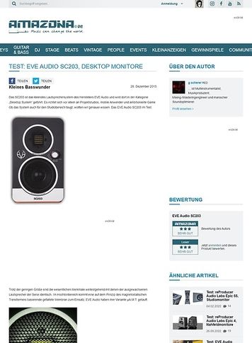 Amazona.de Test: EVE Audio SC203, Desktop Monitore Amazona.de Test: EVE Audio SC203, Desktop Monitore