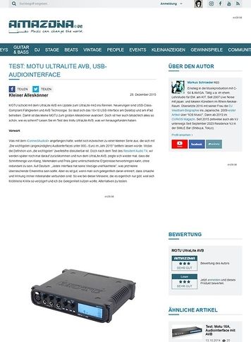 Amazona.de Test: MOTU UltraLite AVB, USB-Audiointerface Amazona.de Test: MOTU UltraLite AVB, USB-Audiointerface