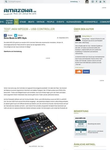 Amazona.de Test: Akai MPD226 - USB Controller Amazona.de Test: Akai MPD226 - USB Controller