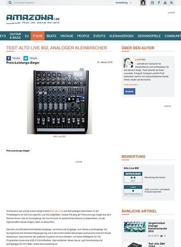 Amazona.de Test: Alto Live 802, analoger Kleinmischer Amazona.de Test: Alto Live 802, analoger Kleinmischer