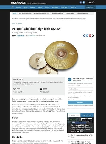 MusicRadar.com Paiste Rude The Reign Ride MusicRadar.com Paiste Rude The Reign Ride