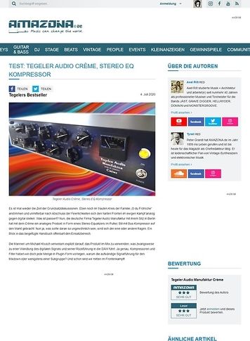 Amazona.de Test: Tegler Audio Manufaktur Crème, Stereo Equalizer und Kompressor Amazona.de Test: Tegler Audio Manufaktur Crème, Stereo Equalizer und Kompressor