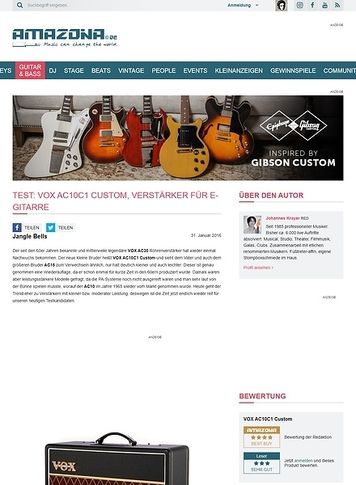 Amazona.de Test: VOX AC10C1 Custom, Verstärker für E-Gitarre Amazona.de Test: VOX AC10C1 Custom, Verstärker für E-Gitarre