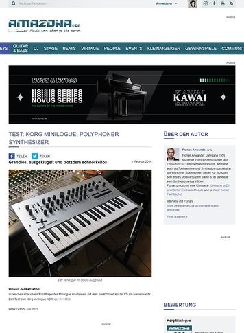 Amazona.de Test: Korg Minilogue, polyphoner Synthesizer Amazona.de Test: Korg Minilogue, polyphoner Synthesizer
