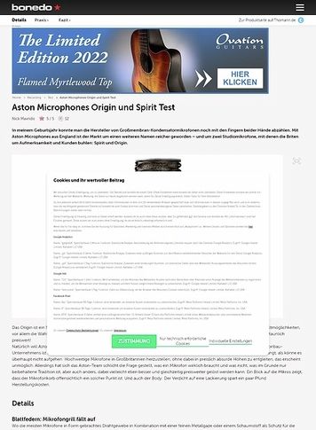 Bonedo.de Aston Microphones Origin und Spirit Bonedo.de Aston Microphones Origin und Spirit
