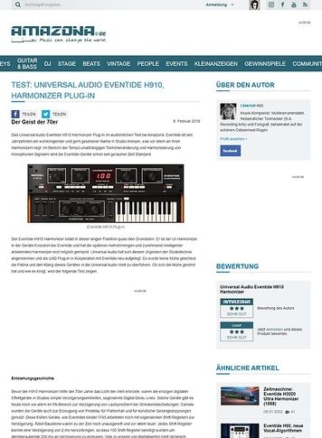 Amazona.de Test: Universal Audio Eventide H910, Harmonizer Plug-in Amazona.de Test: Universal Audio Eventide H910, Harmonizer Plug-in