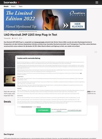 Bonedo.de UAD Marshall JMP 2203 Amp Plug-In Bonedo.de UAD Marshall JMP 2203 Amp Plug-In