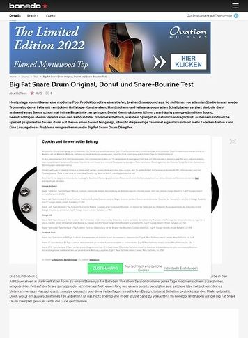 Bonedo.de Big Fat Snare Drum Original, Donut und Snare-Bourine Bonedo.de Big Fat Snare Drum Original, Donut und Snare-Bourine