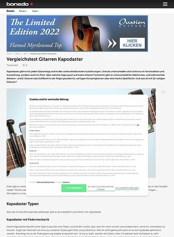 Bonedo.de Gitarren Kapodaster im Vergleich Bonedo.de Gitarren Kapodaster im Vergleich