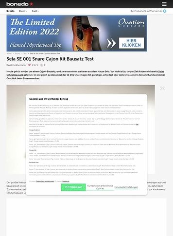 Bonedo.de Sela SE001 Snare Cajon Kit Bausatz Bonedo.de Sela SE001 Snare Cajon Kit Bausatz