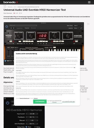 Bonedo.de Universal Audio UAD Eventide H910 Harmonizer Test Bonedo.de Universal Audio UAD Eventide H910 Harmonizer Test