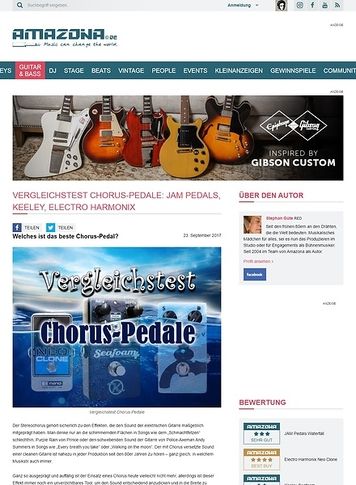Amazona.de Vergleichstest Chorus-Pedale: Jam Pedals, Keeley, Electro Harmonix Amazona.de Vergleichstest Chorus-Pedale: Jam Pedals, Keeley, Electro Harmonix