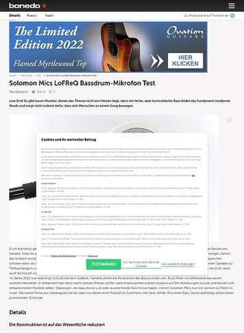 Bonedo.de Solomon Mics LoFReQ Bassdrum-Mikrofon Bonedo.de Solomon Mics LoFReQ Bassdrum-Mikrofon