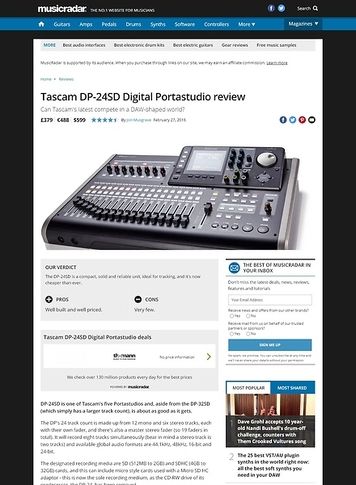 MusicRadar.com Tascam DP-24SD Digital Portastudio MusicRadar.com Tascam DP-24SD Digital Portastudio