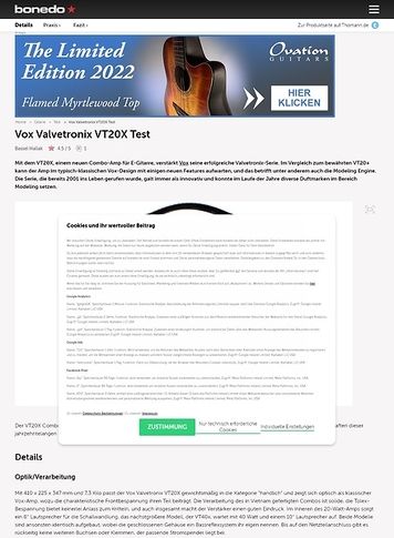 Bonedo.de Vox VT20X Bonedo.de Vox VT20X
