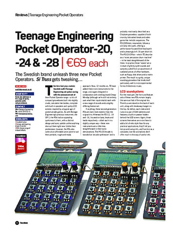 Future Music Teenage Engineering Pocket Operator-20, -24 & -28 Future Music Teenage Engineering Pocket Operator-20, -24 & -28