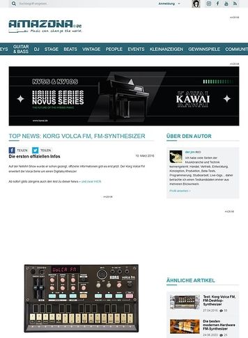 Amazona.de Top News: Korg Volca FM, FM-Synthesizer Amazona.de Top News: Korg Volca FM, FM-Synthesizer