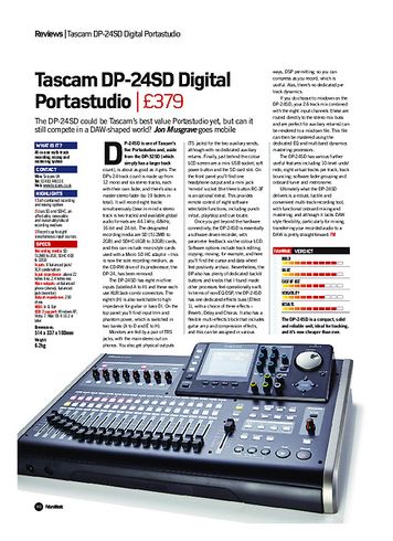 Future Music Tascam DP-24SD Digital Portastudio Future Music Tascam DP-24SD Digital Portastudio