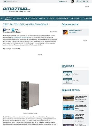 Amazona.de Test: SPL TDx, DeS, System 500 Module Amazona.de Test: SPL TDx, DeS, System 500 Module