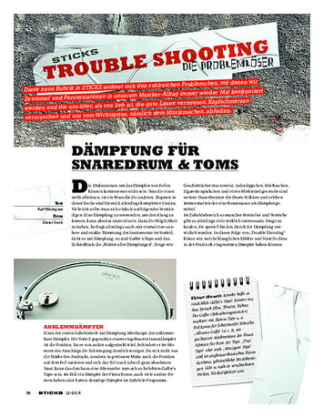 Sticks Dämpfung für Snaredrums und Toms Sticks Dämpfung für Snaredrums und Toms